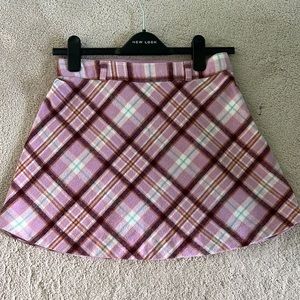 Pink Plaid Skirt